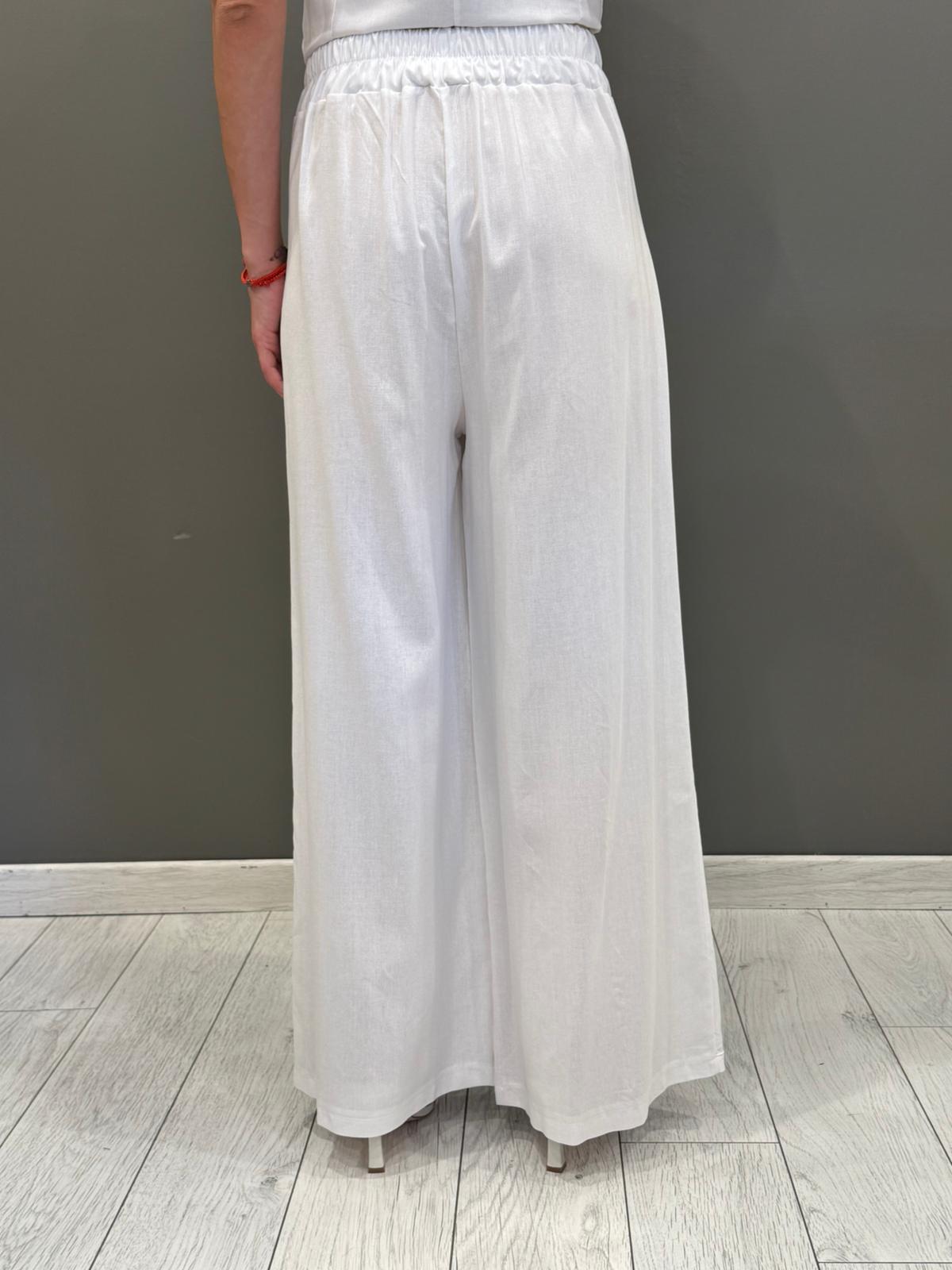 Pantaloni palazzo misto lino L2337 BI REBECCA 