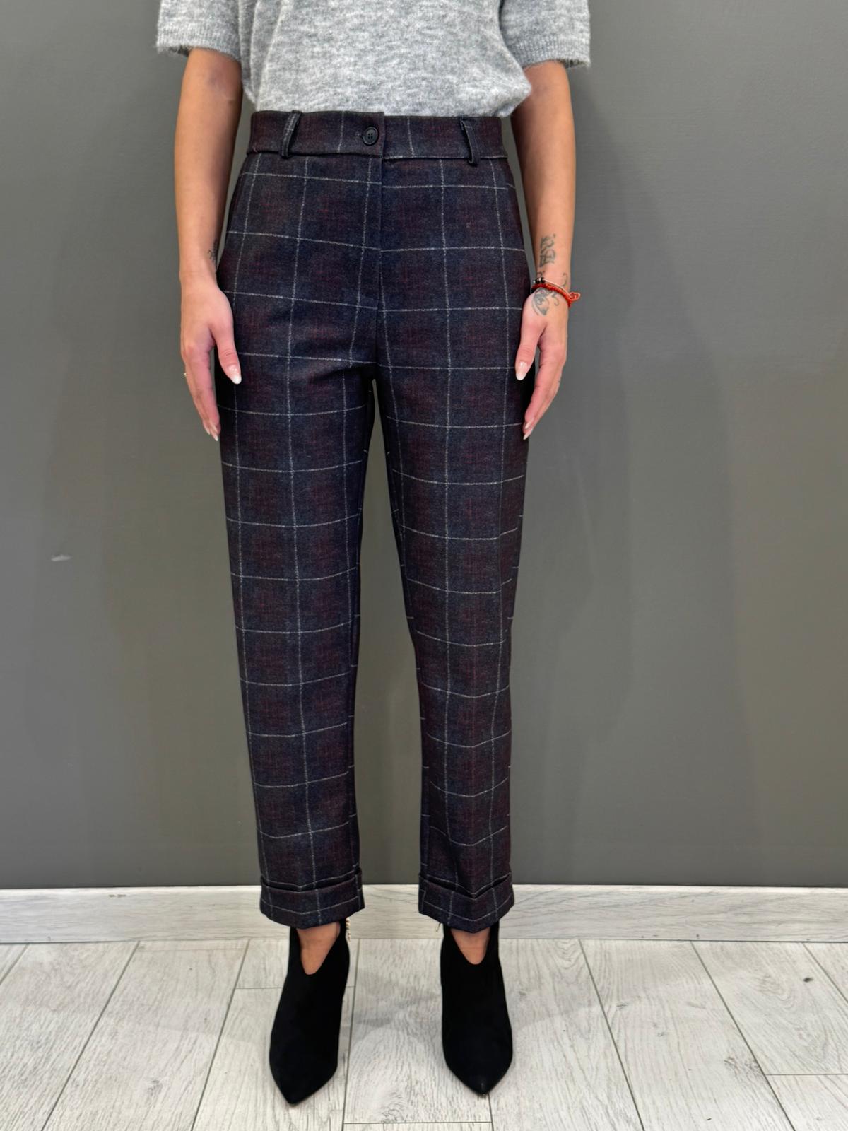 Pantalone chek con risvolta CP25-605Q GR REALI 