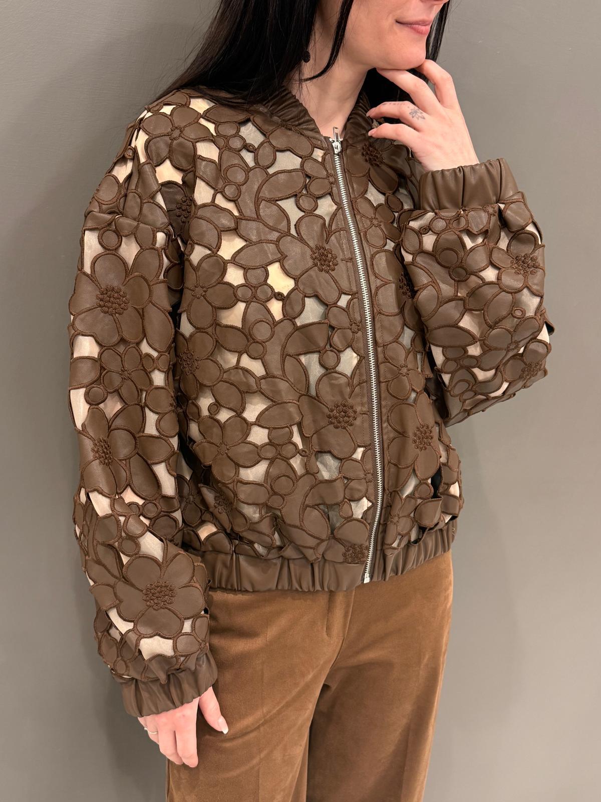 Giacca bomber ecopelle intarsio 24123 CI REALI 