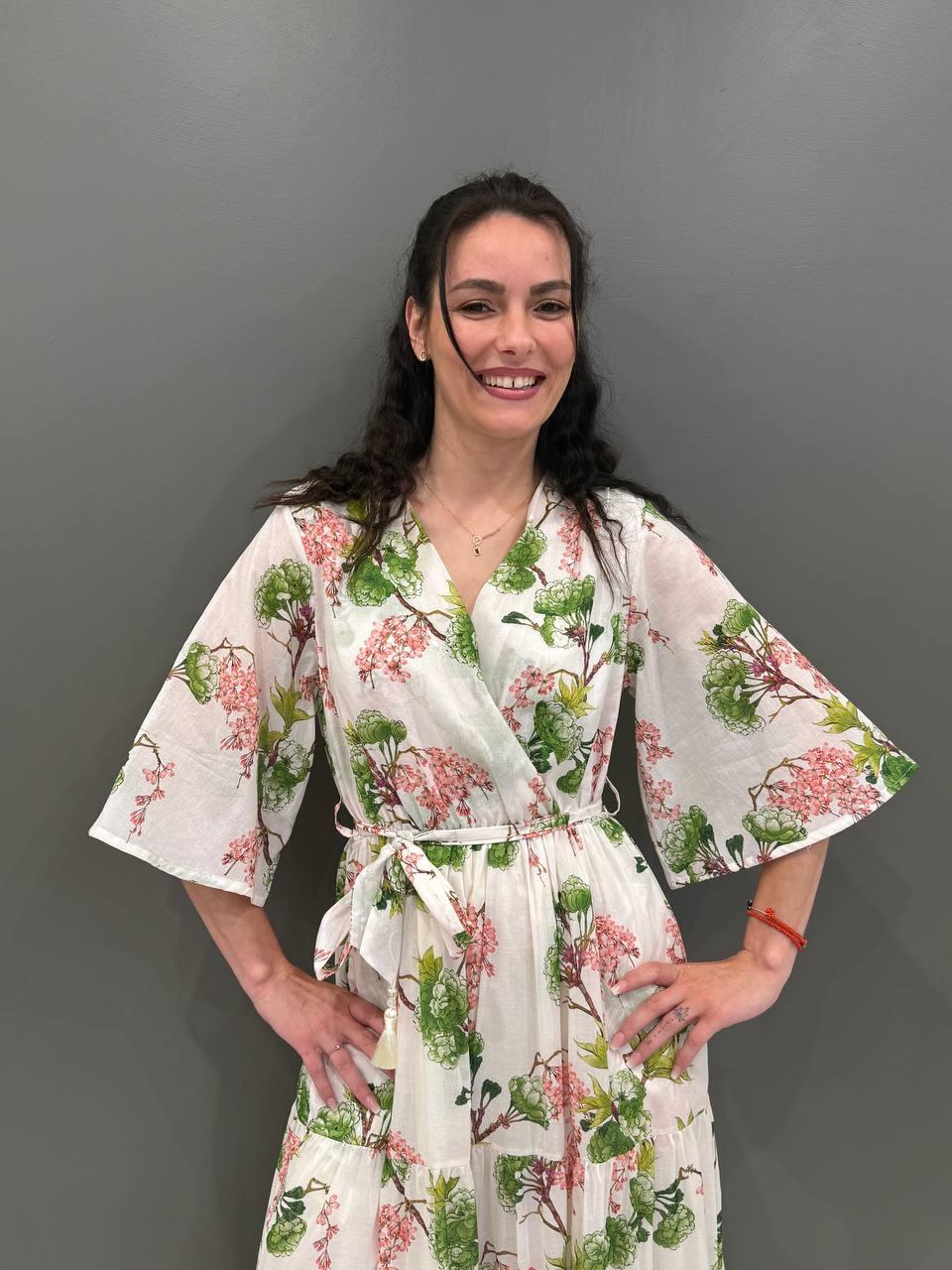 Abito lungo fantasia incrociato 25571 AV WU'SIDE 