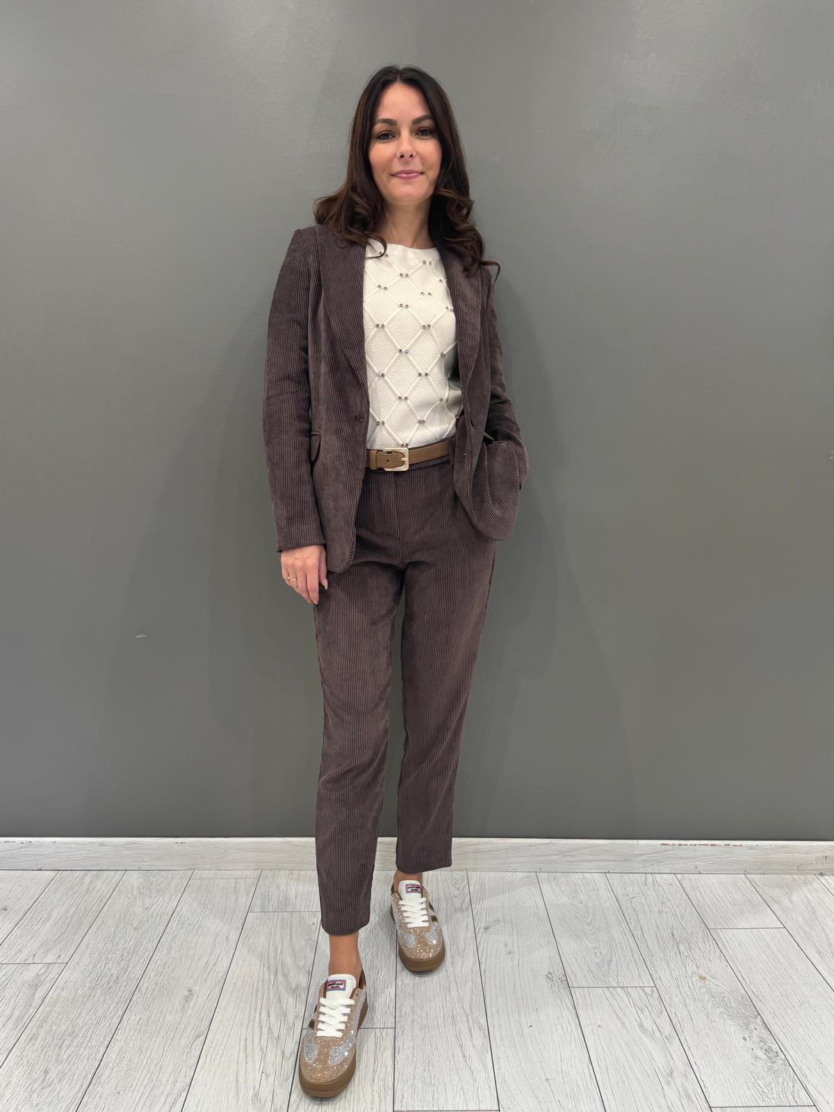 tailleur monopetto velluto a coste 20413 MO CRISTINA GAVIOLI 