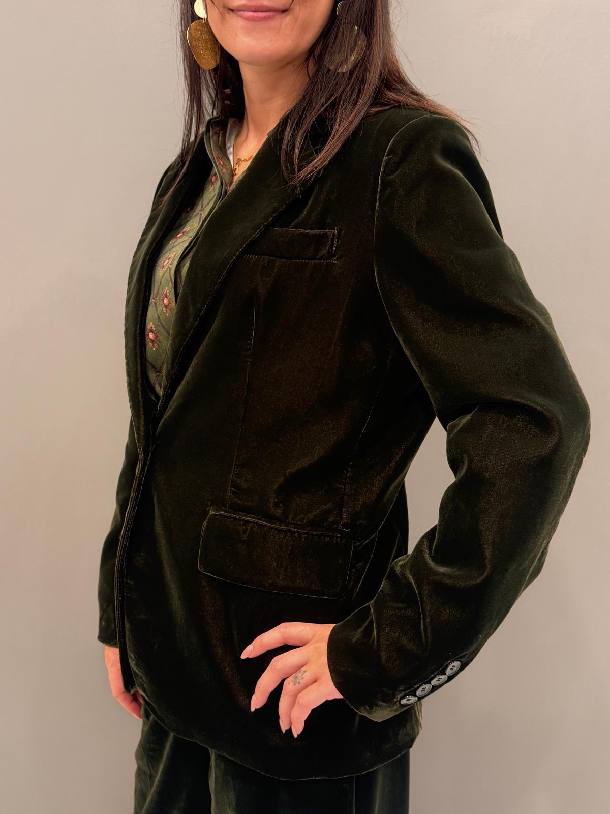 Blazer in velluto verde 25578 V4 WU'SIDE 