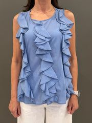 Blusa smanicata con rouches