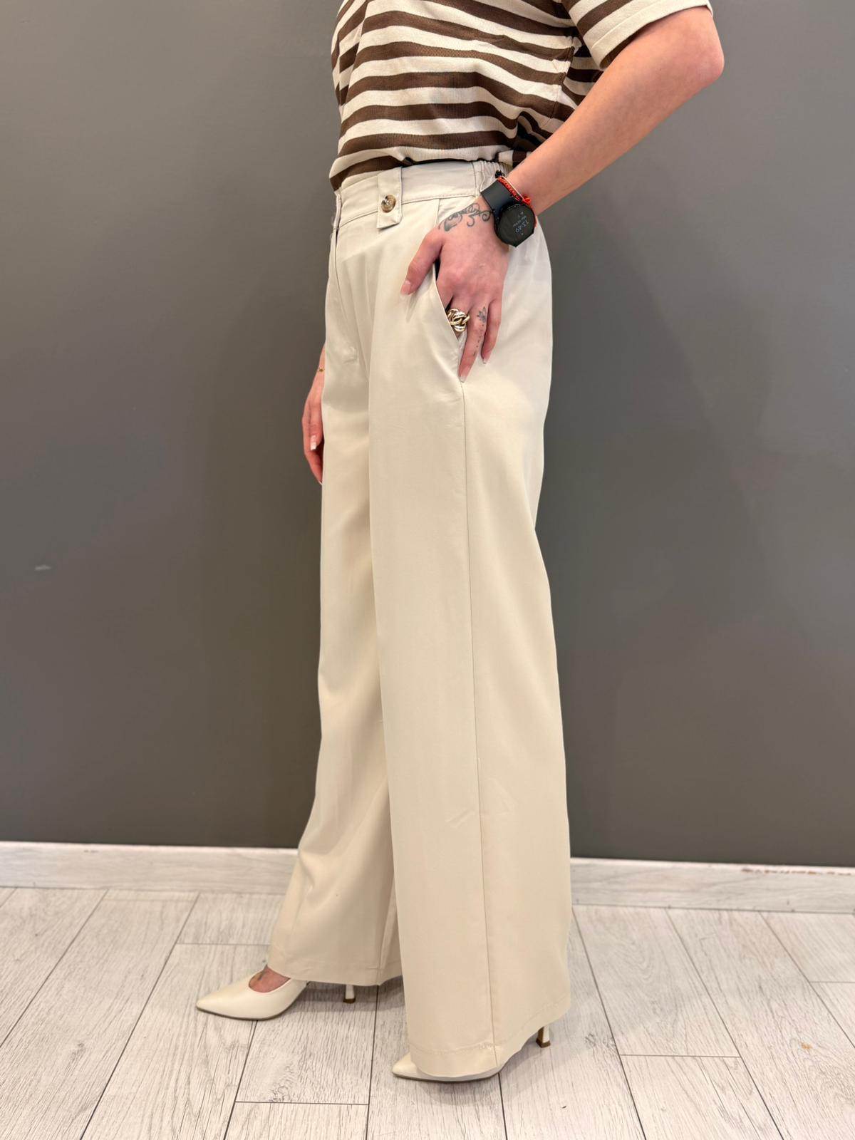Pantaloni wide leg P1508 BU REALI 
