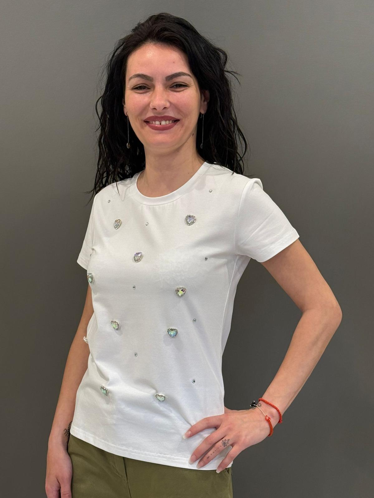 t-shirt applicaz.gioiello 30100 BI CRISTINA GAVIOLI 