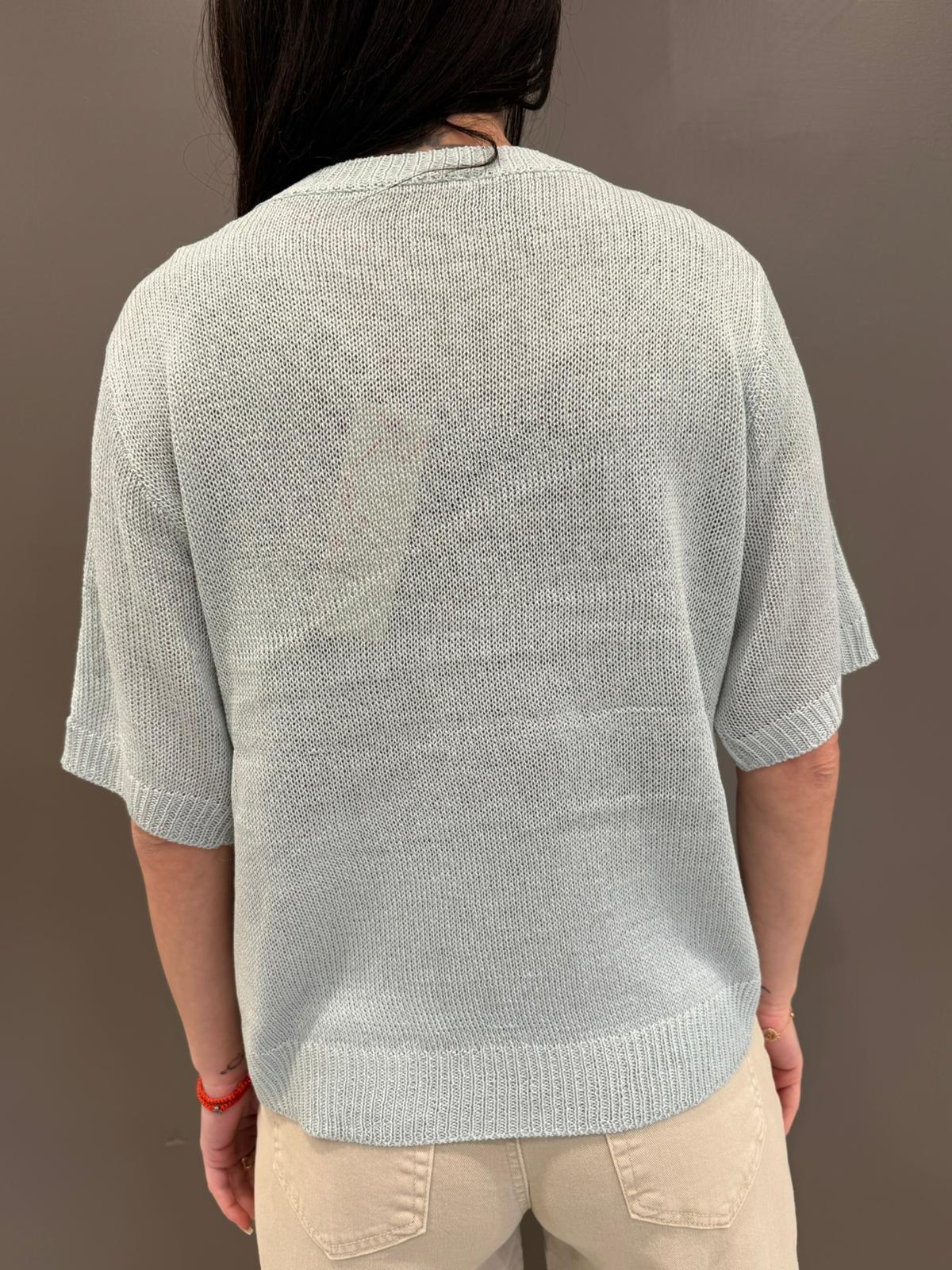 Maglia girocollo con stampa paradise VS087 BL REBECCA 