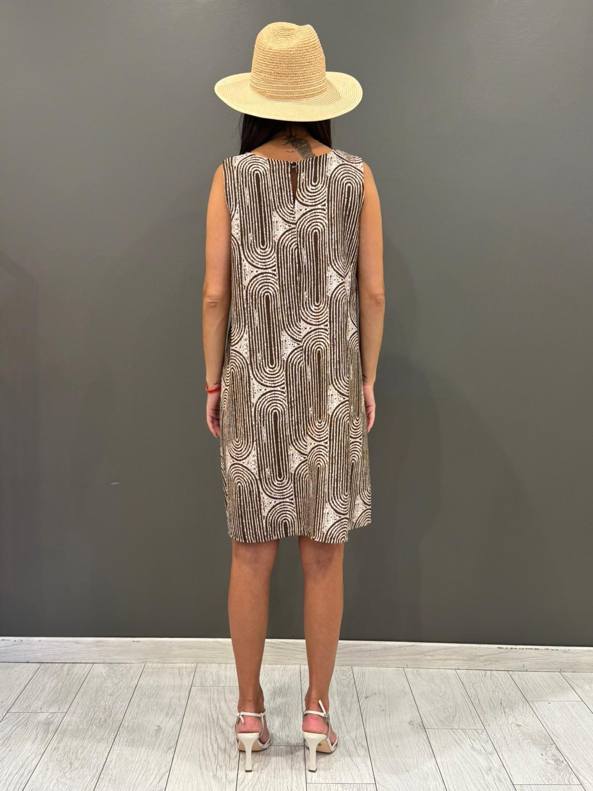 Abito smanicato fantasia geometrica 11783-89 CIBE REBECCA 