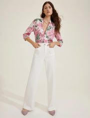 Pantalone stretch con tasche applicate