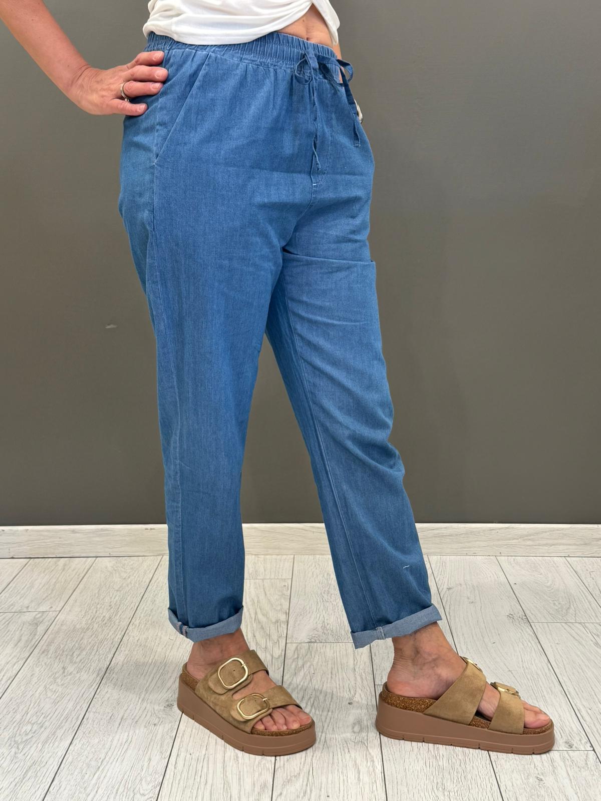 pantaloni chambray 30256V1 07 CRISTINA GAVIOLI 
