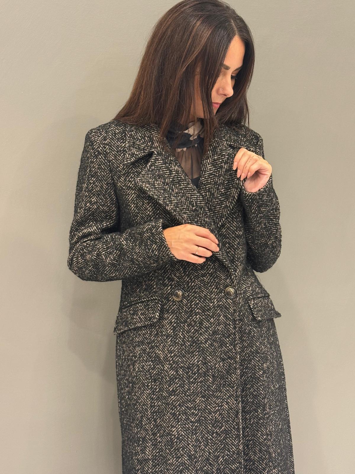 Cappotto lungo spigato 20475 U CRISTINA GAVIOLI 