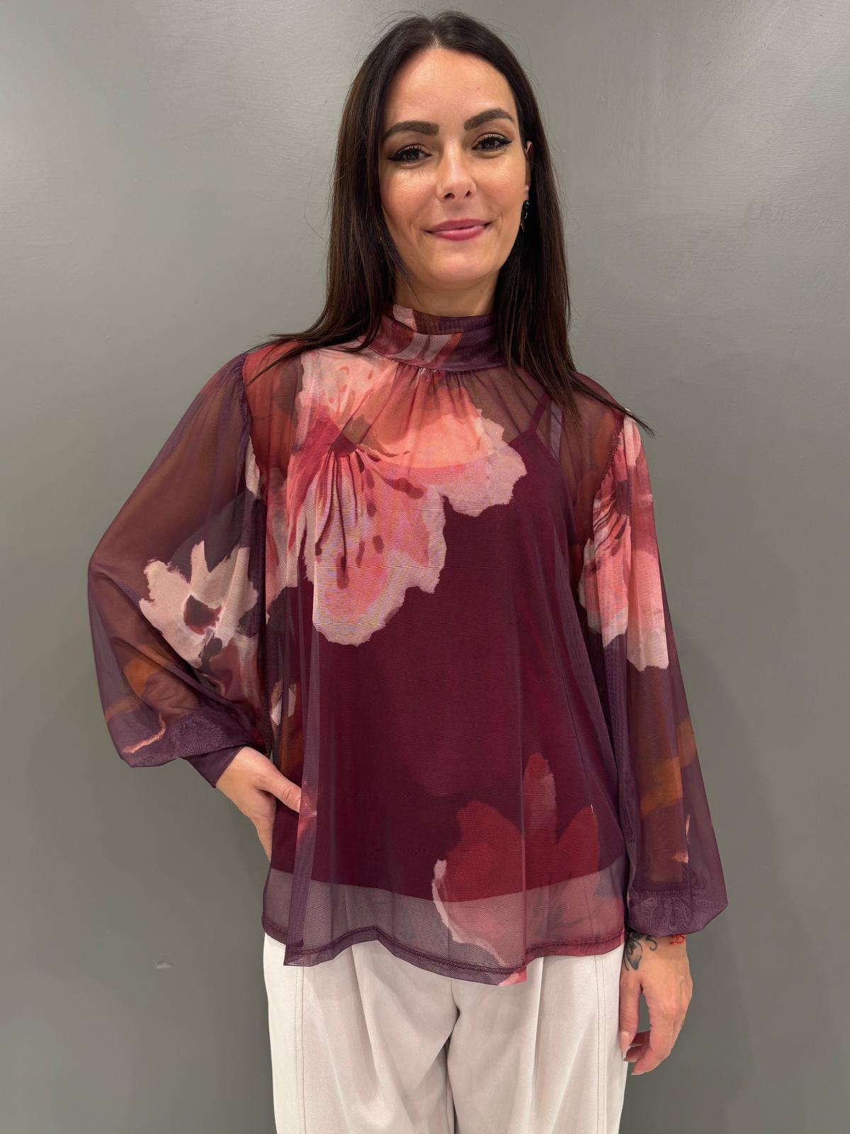 Blusa in tulle fantasia con top 19622FTULL2 BOBE CRISTINA GAVIOLI 