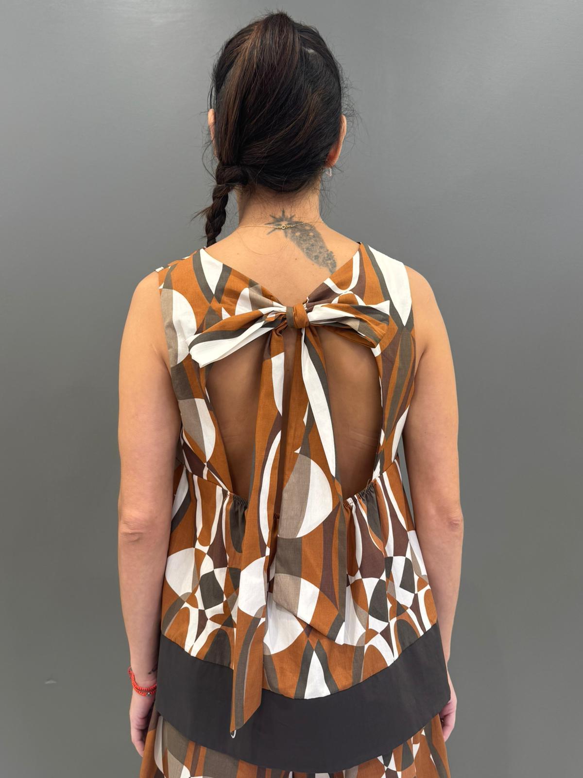 Top in cotone con stampa geometrica L2772-191 BR REBECCA 