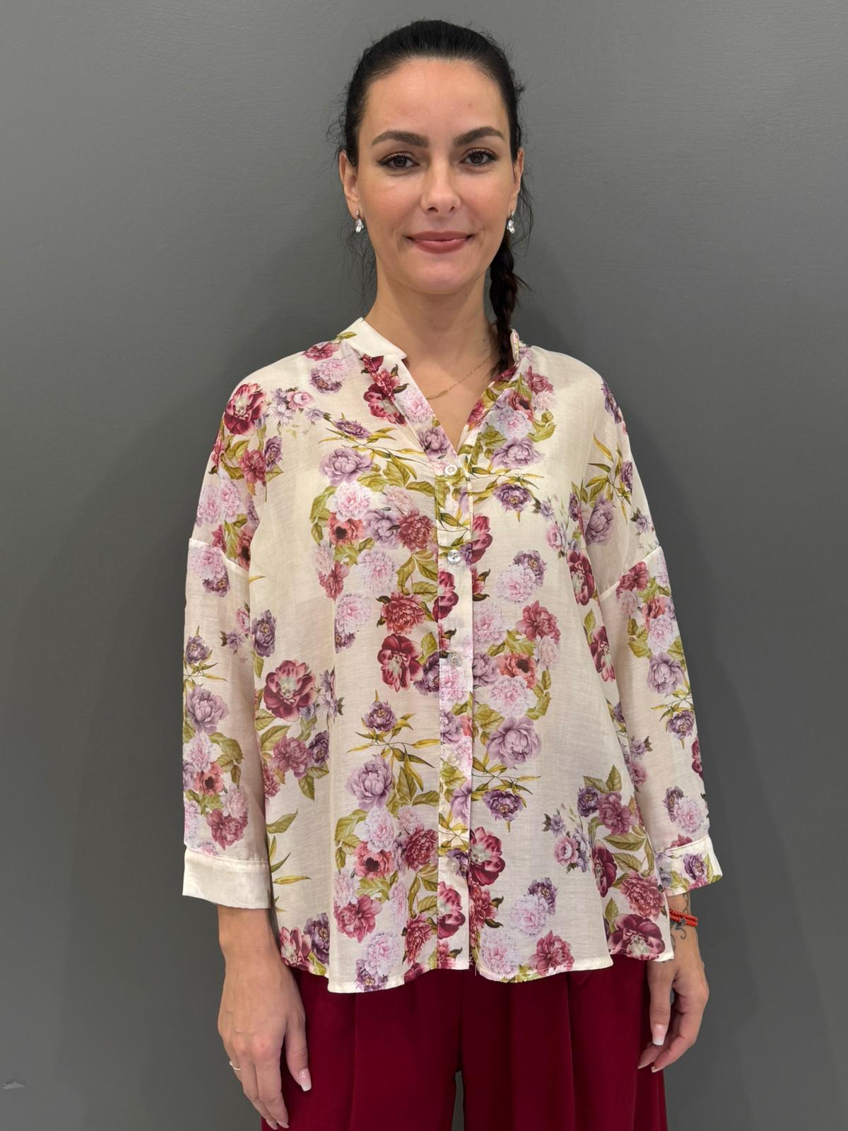 Camicia stampata in mussola CC361-25 BV REALI 