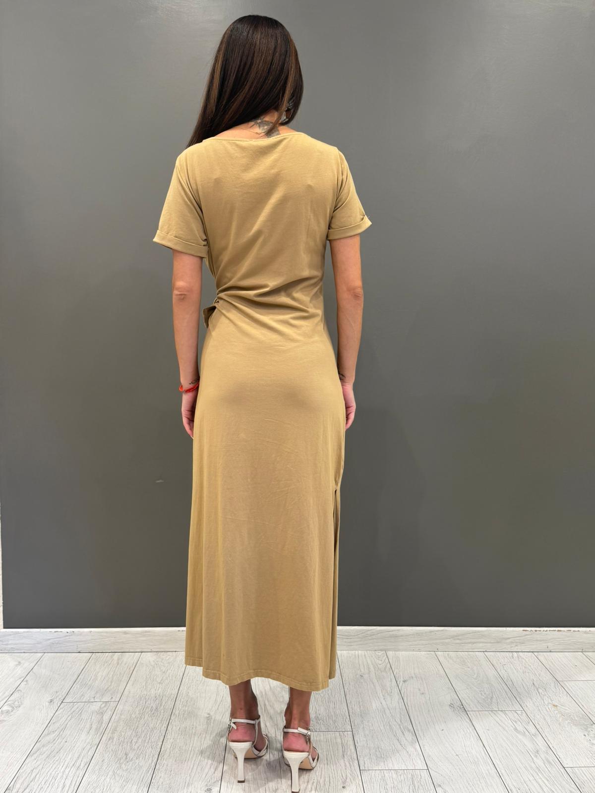 Abito lungo in 100% cotone con nodo in vita 23525JC CA REALI 