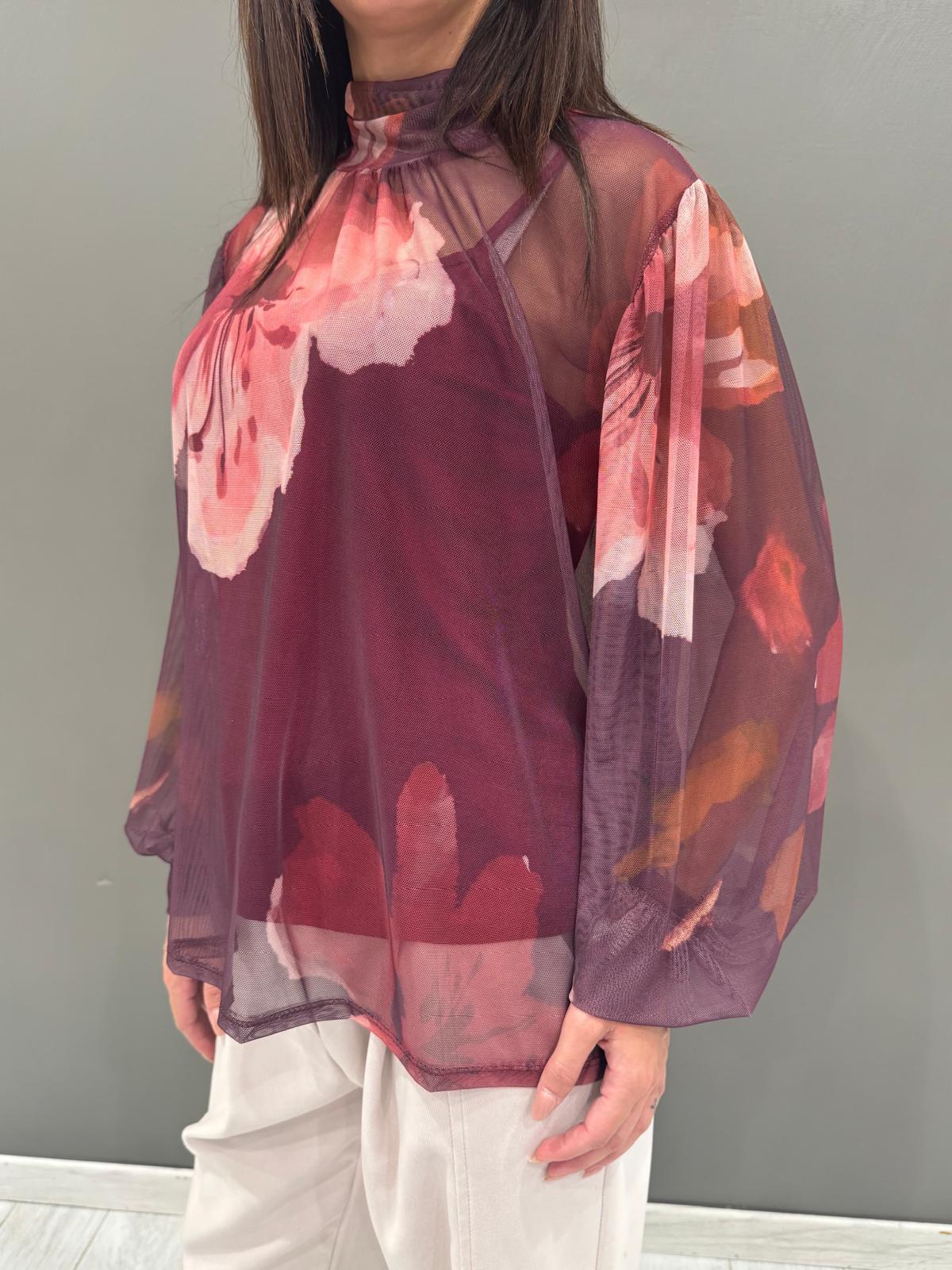 Blusa in tulle fantasia con top 19622FTULL2 BOBE CRISTINA GAVIOLI 