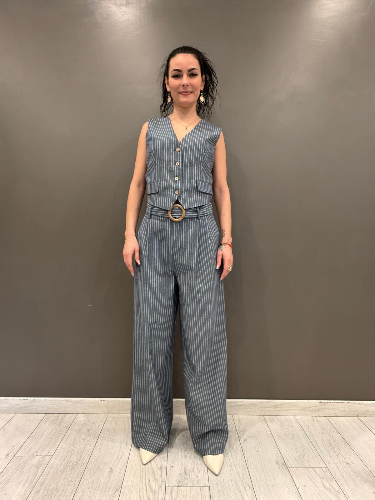 Pantalone palazzo gessato 23612 POPA REALI 
