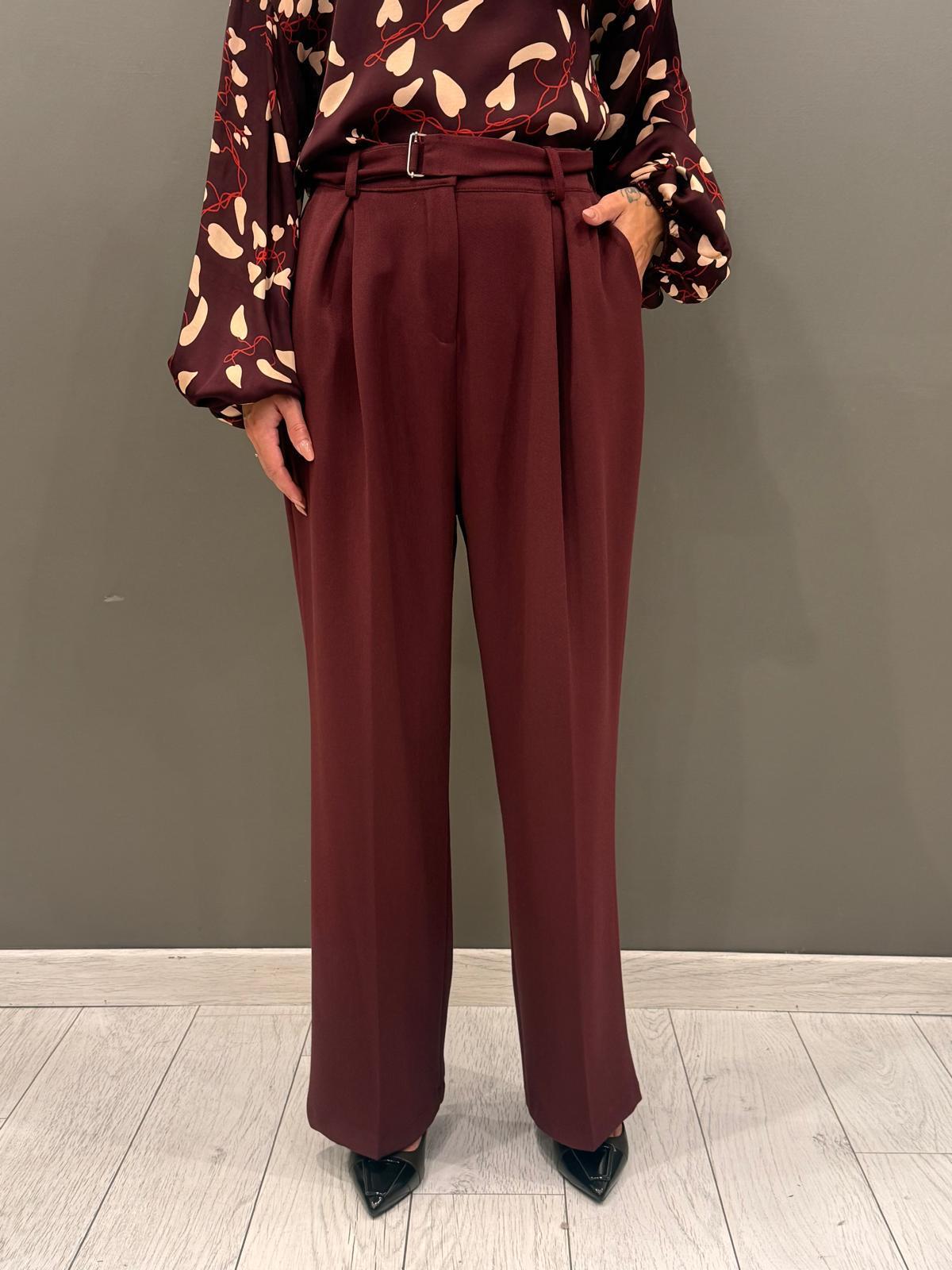 Pantalone vita alta wide con cintura P0395 VI REBECCA 