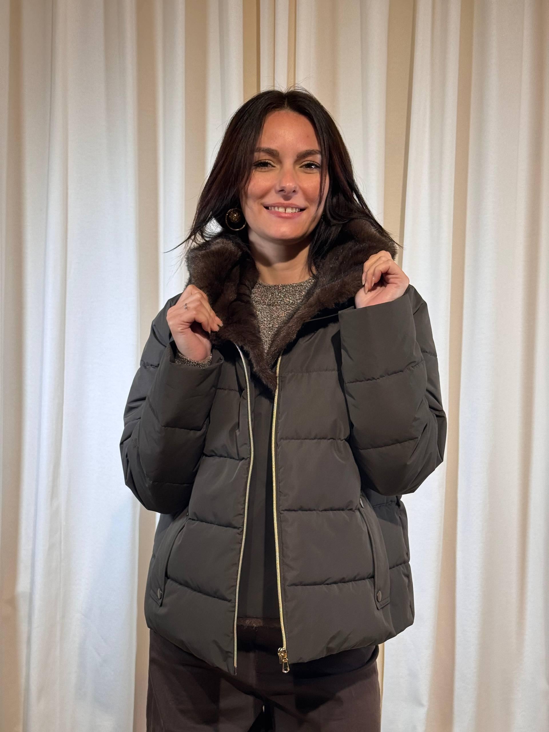 Piumino corto con interno pelliccia eco RETORE 003 EMME MARELLA 