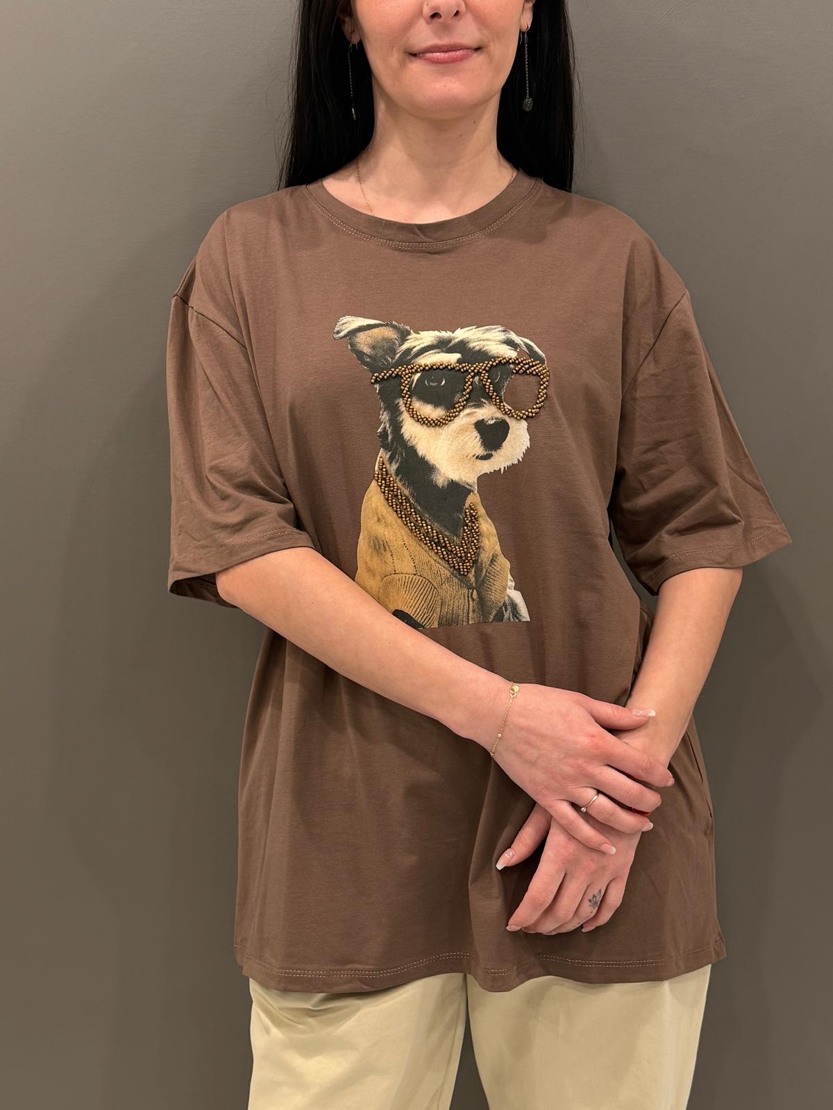 T-shirt stampa cane FX719 CO REALI 