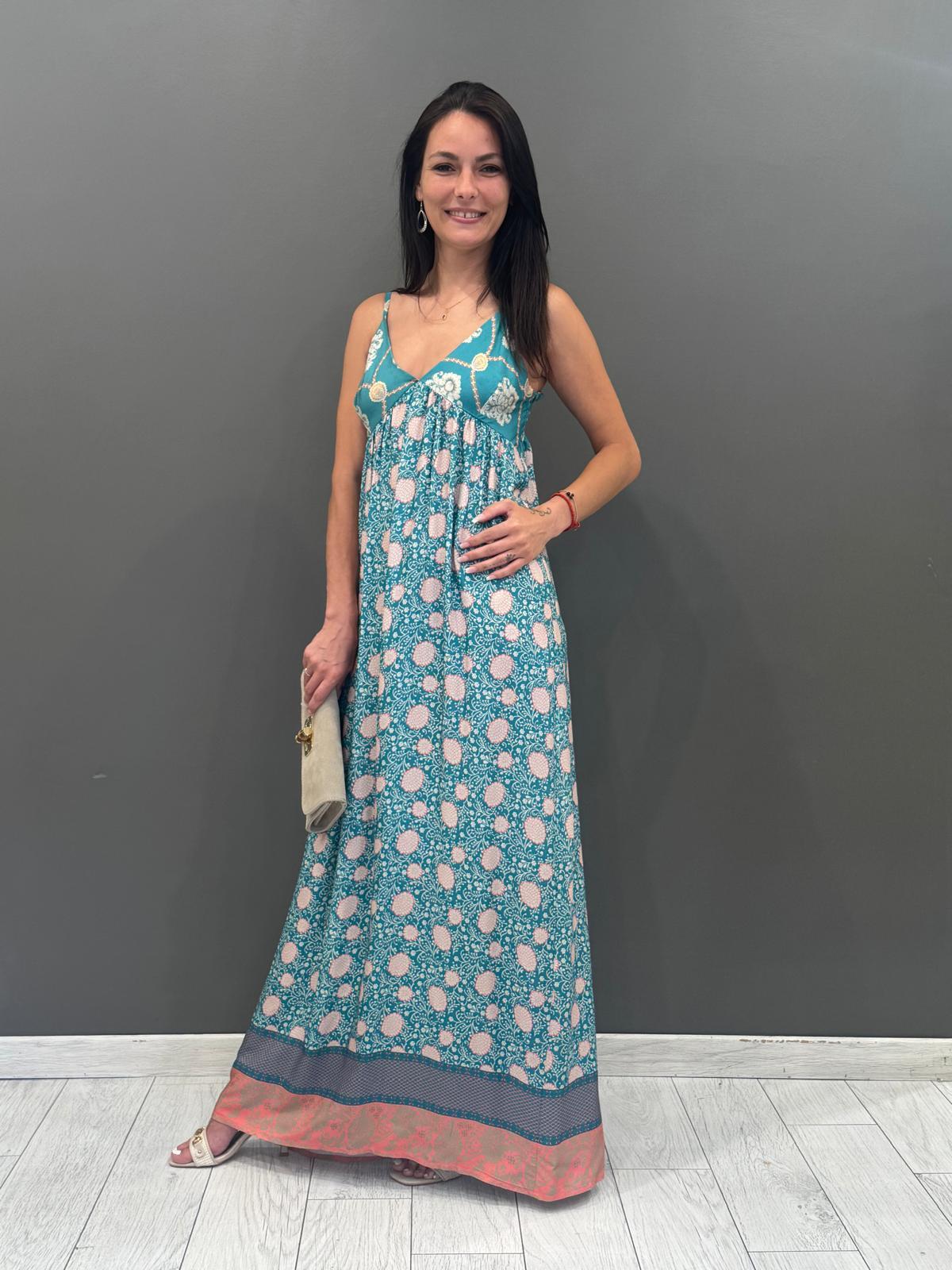 Abito lungo fantasia con spallina 25527 V2 WU'SIDE 