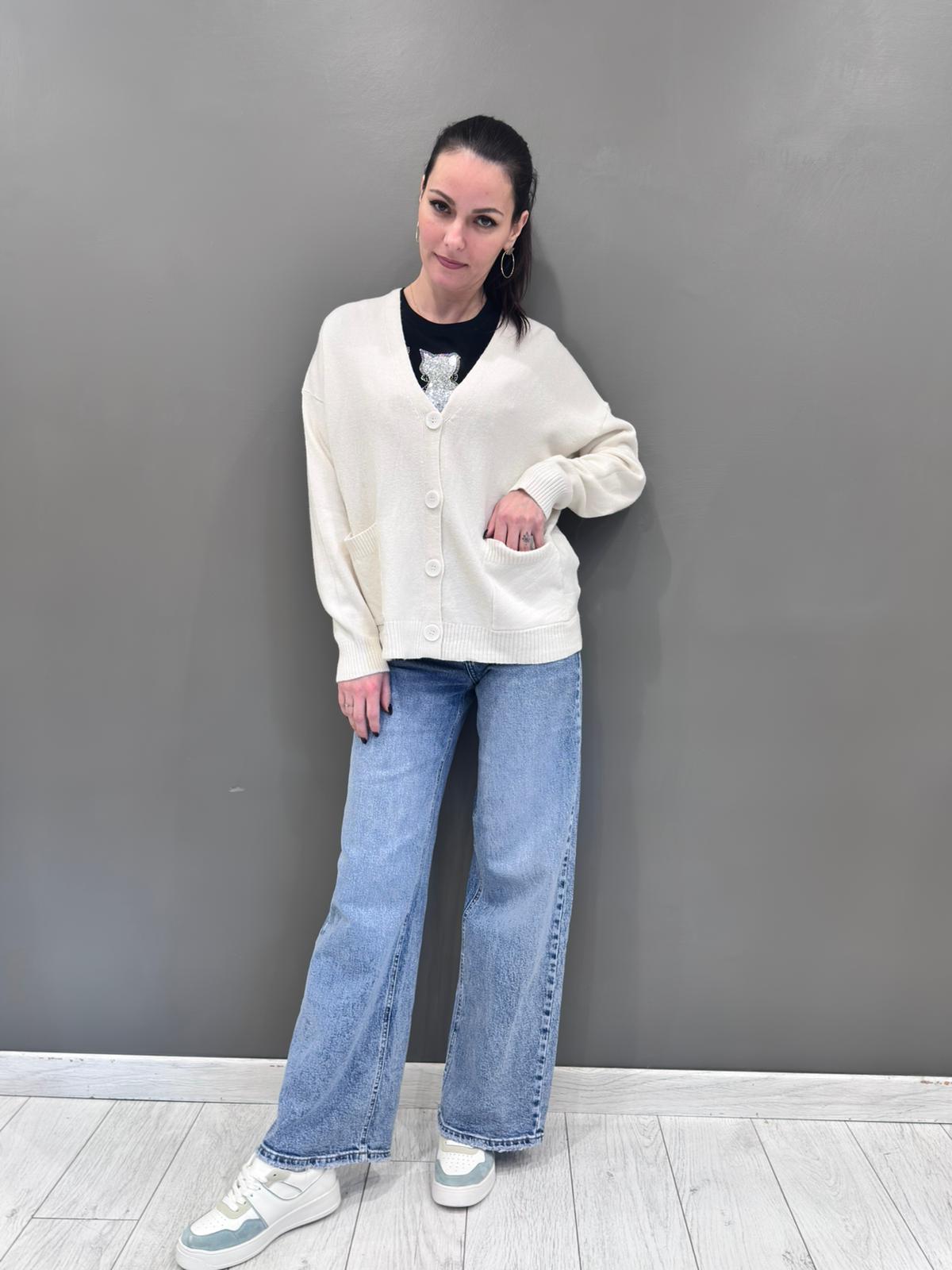 Cardigan con tasche JN0568 203 REBECCA 