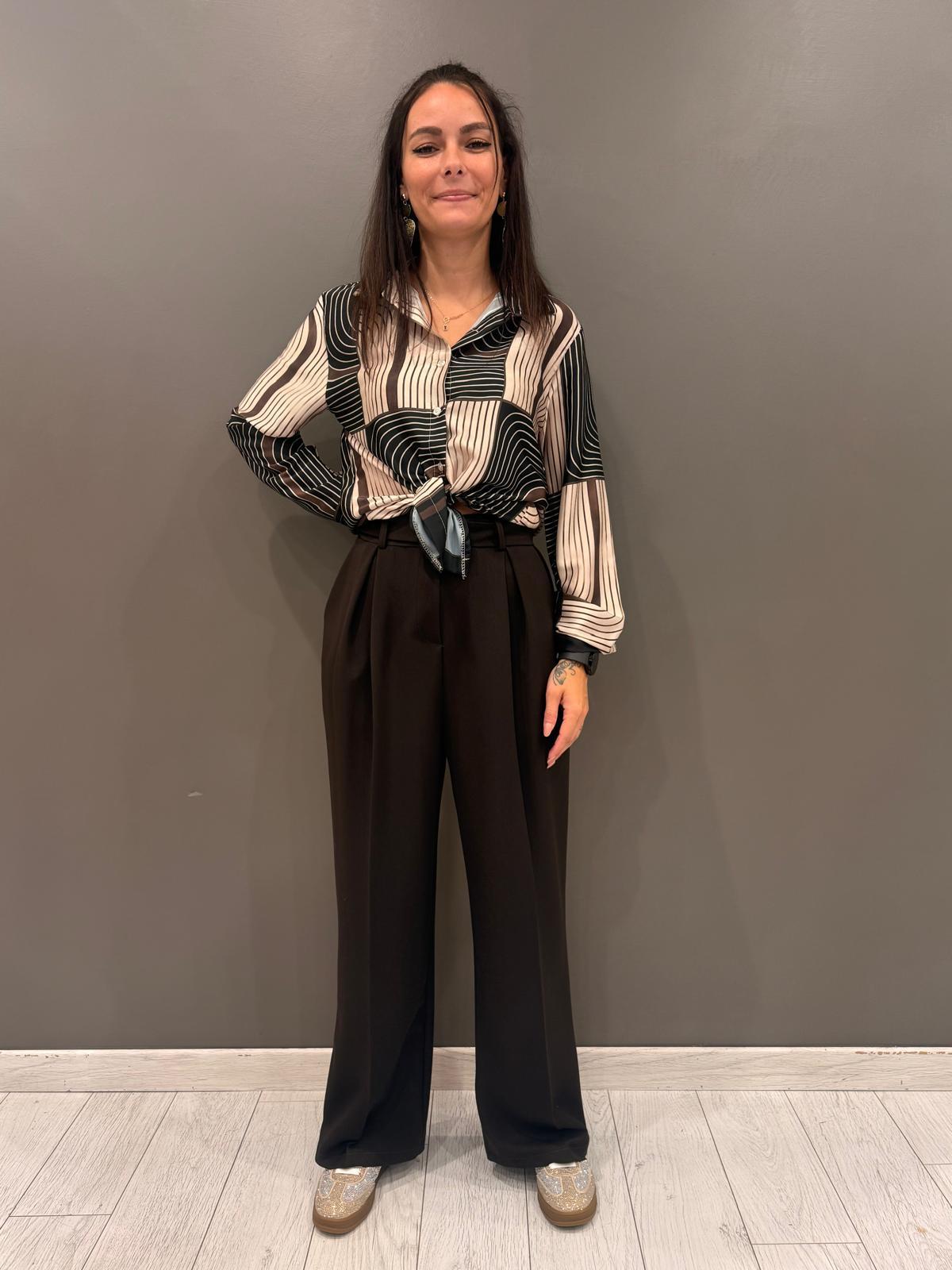 Pantalone vita alta wide con cintura P0395 MO REBECCA 