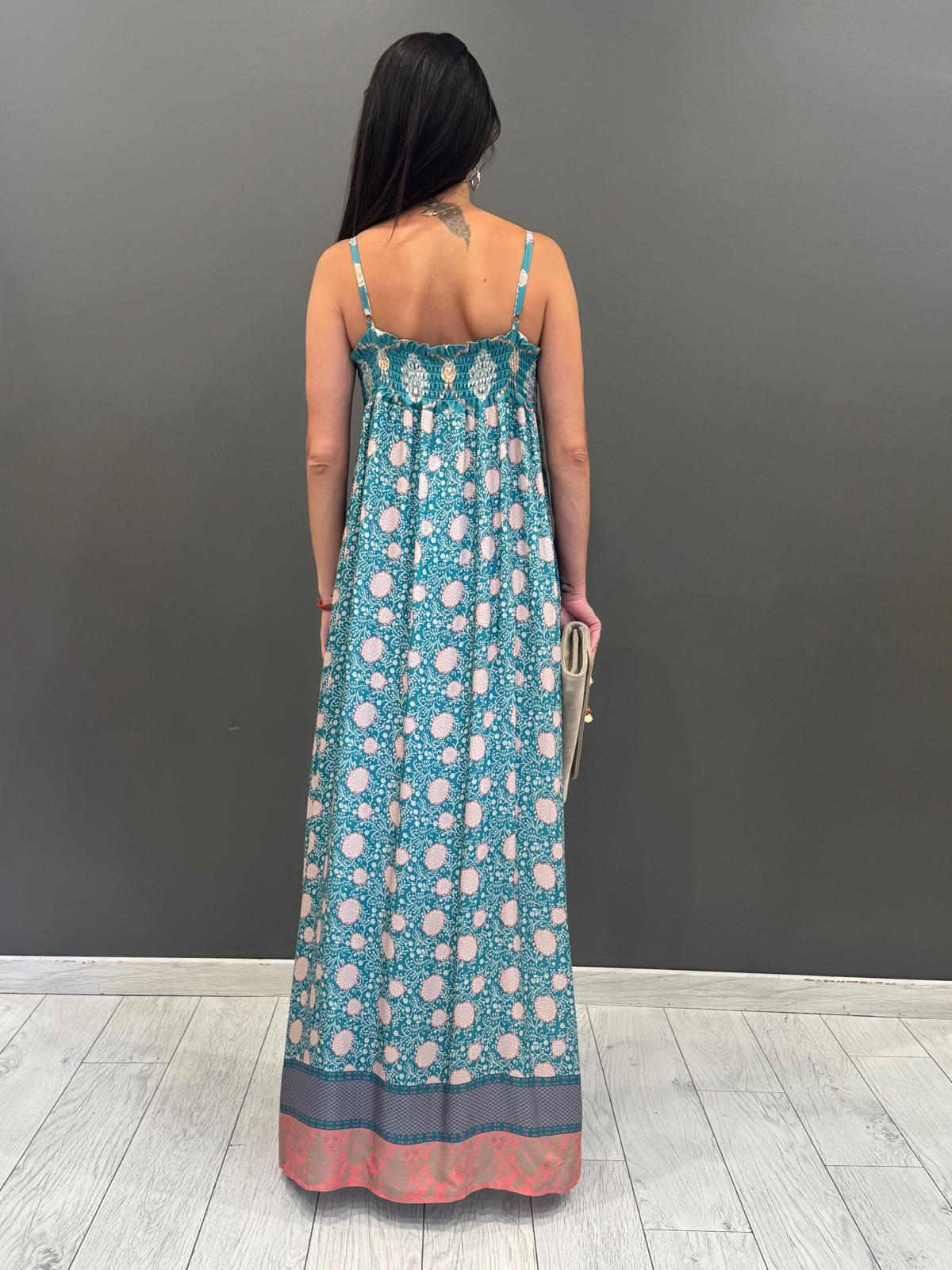 Abito lungo fantasia con spallina 25527 V2 WU'SIDE 