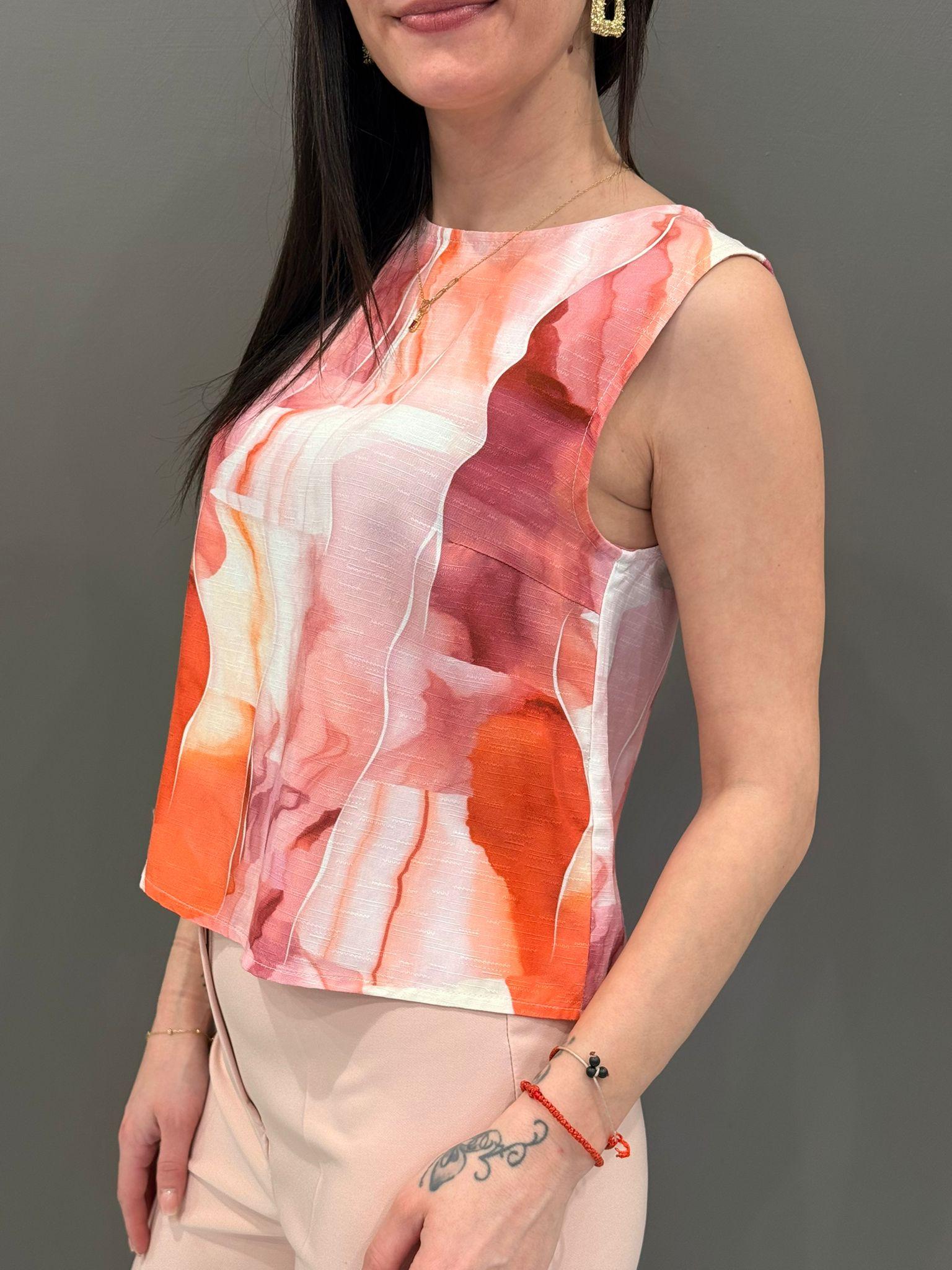 Top fantasia con bottoni dietro 31532 U CRISTINA GAVIOLI 