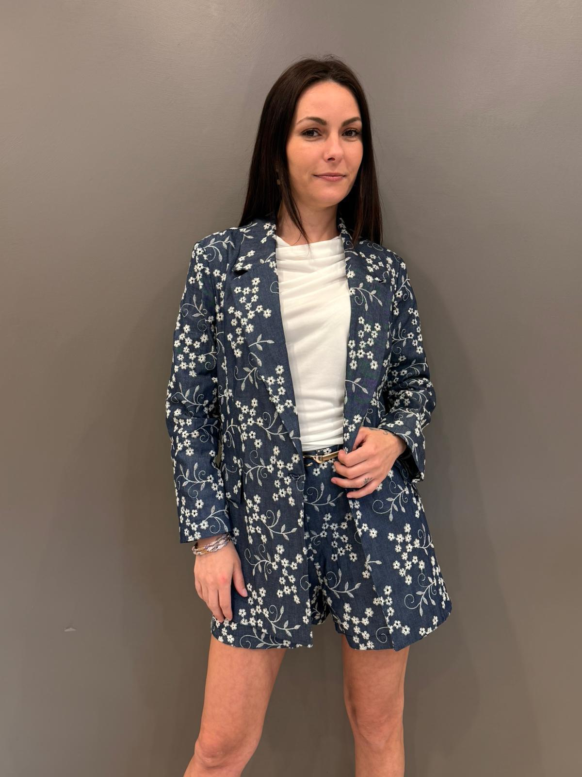 Giacca tela denim con ricami OMGC392 DE CRISTINA GAVIOLI 