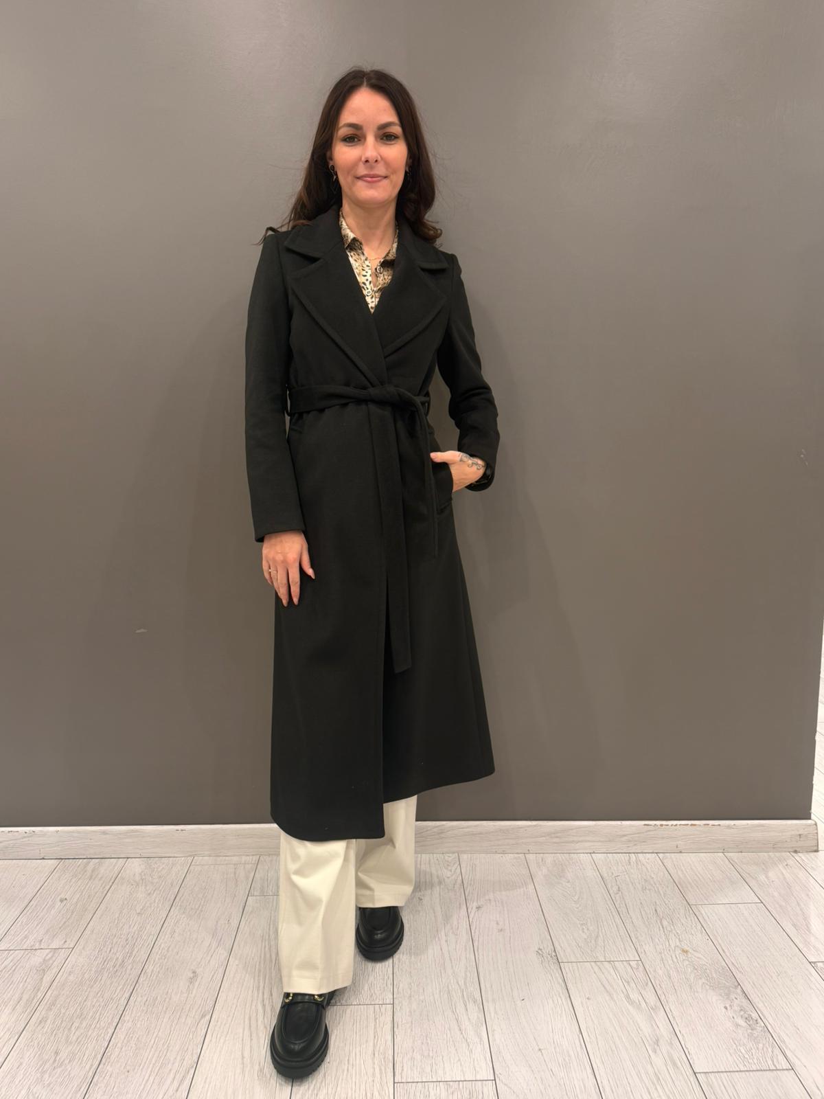 Cappotto lungo con cintura 20456 NE CRISTINA GAVIOLI 