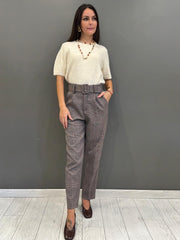 Pantaloni principe di galles con cintura L5718 BE REBECCA 