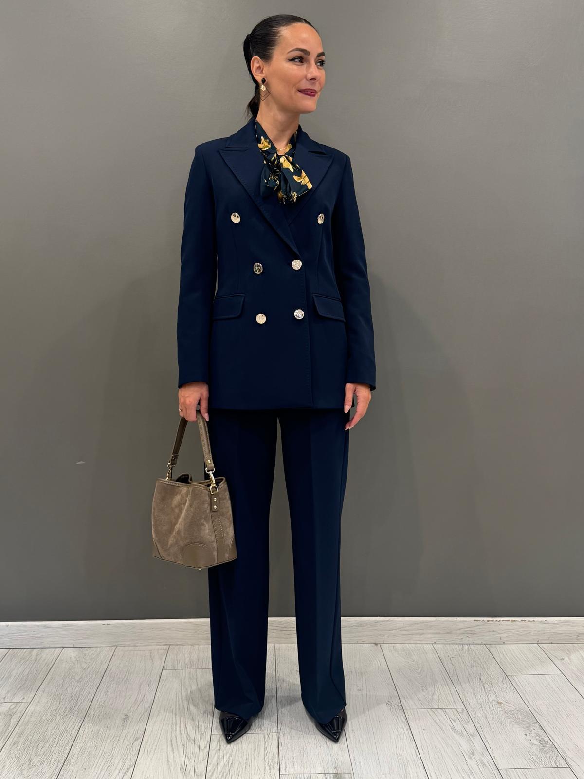 tailleur sartoriale con bottoni oro 20434 BL CRISTINA GAVIOLI 