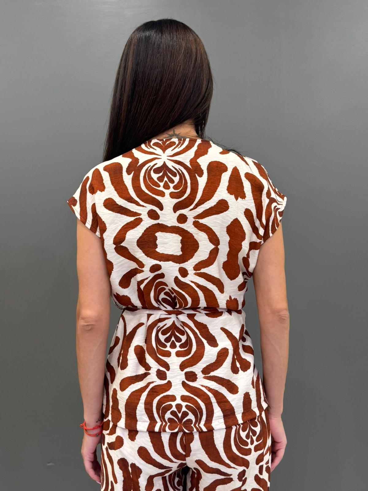 Completo fantasia con cintura in tessuto  Blusa e pantalone 19092-89 RUPA REBECCA 