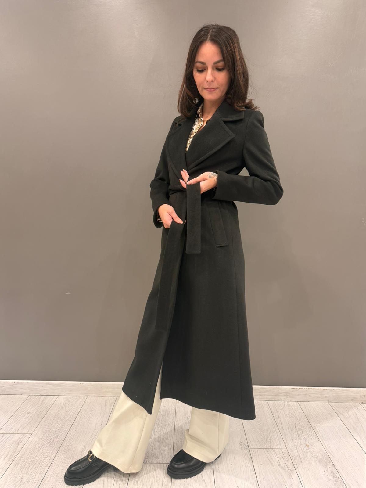 Cappotto lungo con cintura 20456 NE CRISTINA GAVIOLI 