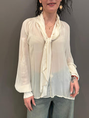 Casacca con fiocco E661B BU CRISTINA GAVIOLI 