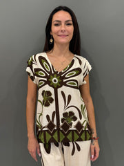 Top in viscosa stampa floreale grafica 11606FZ PAVE REBECCA 