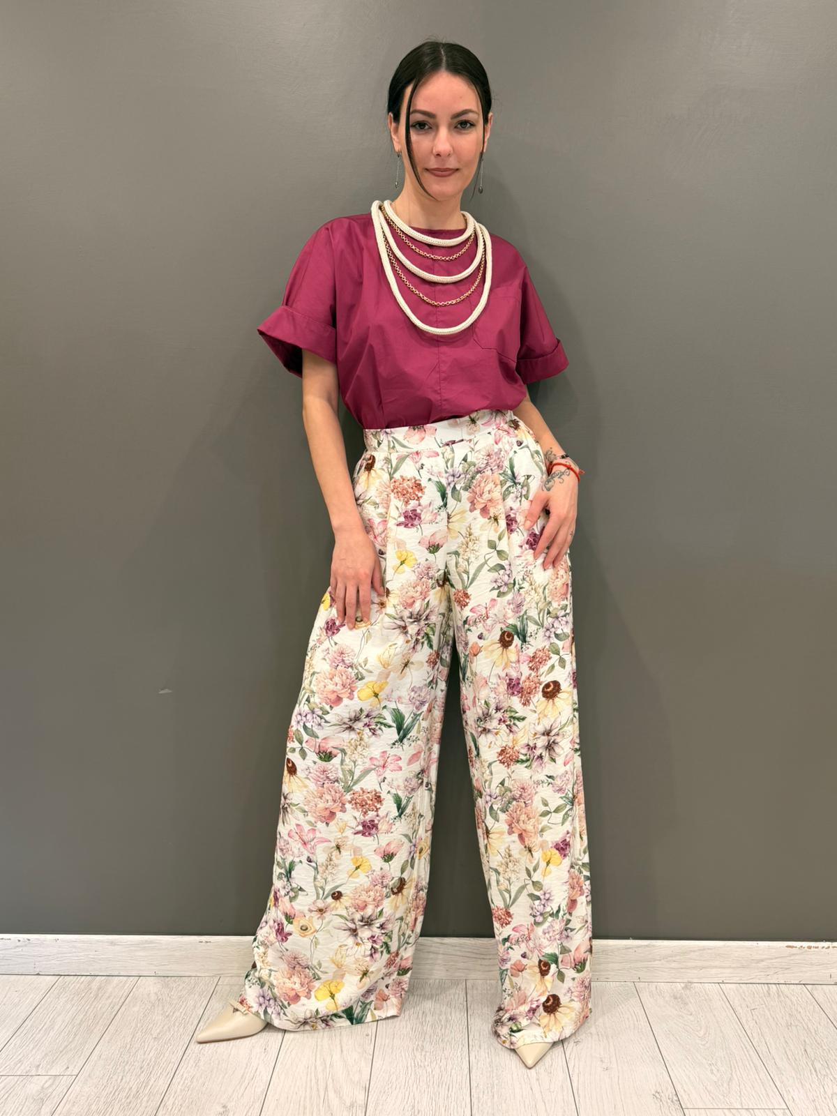 Pantaloni wide stampa floreale CIV23825 PA CRISTINA GAVIOLI 