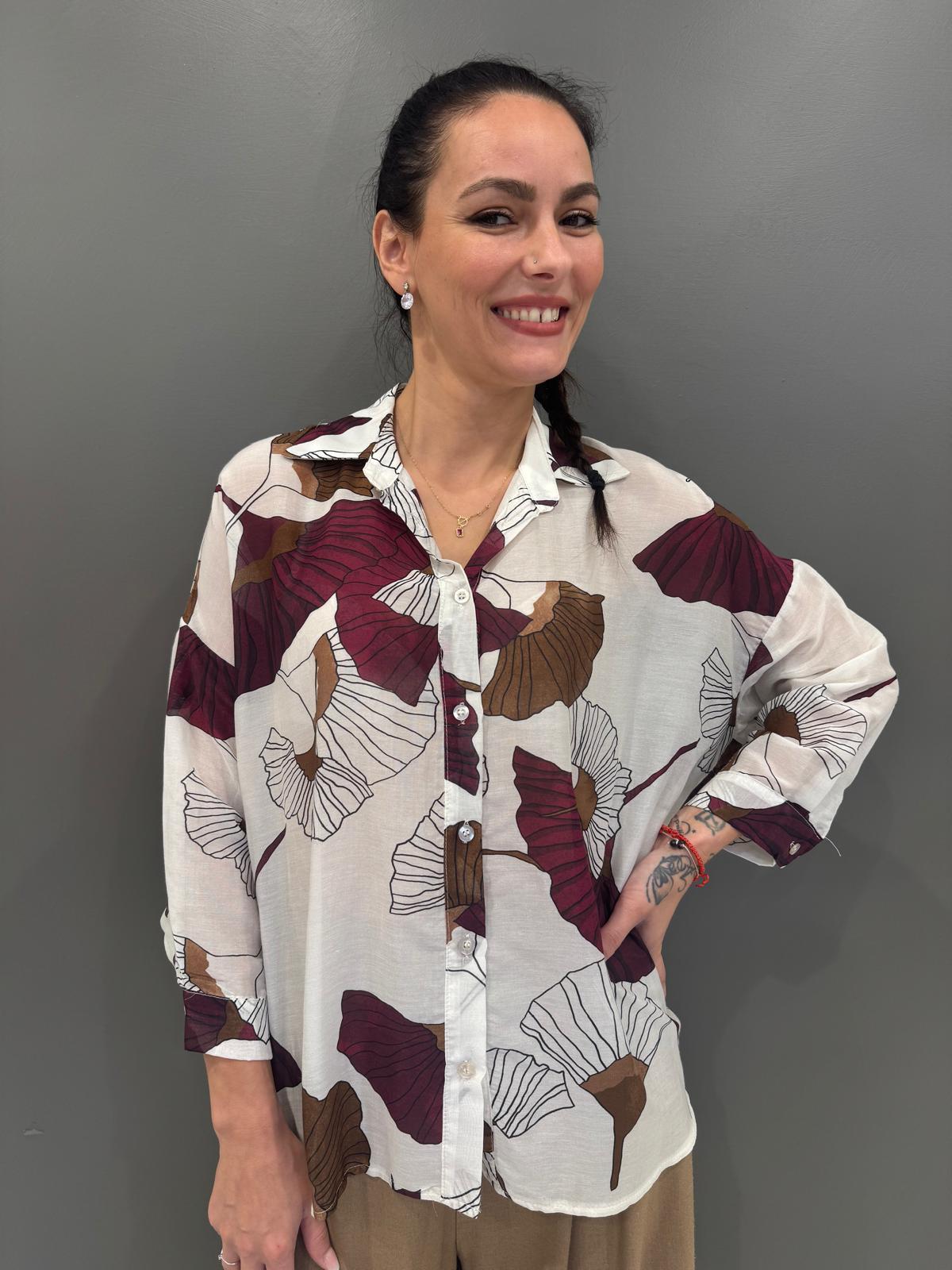 Camicia stampatai in mussola CC361-25 BU REALI 