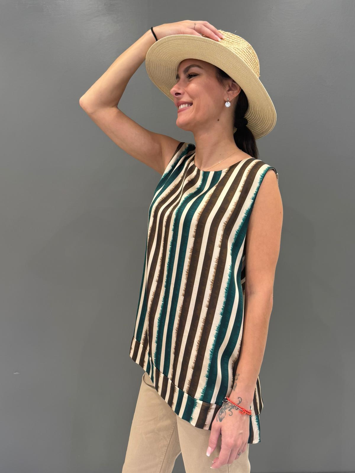top rigato smanicato 19073 PE REBECCA 