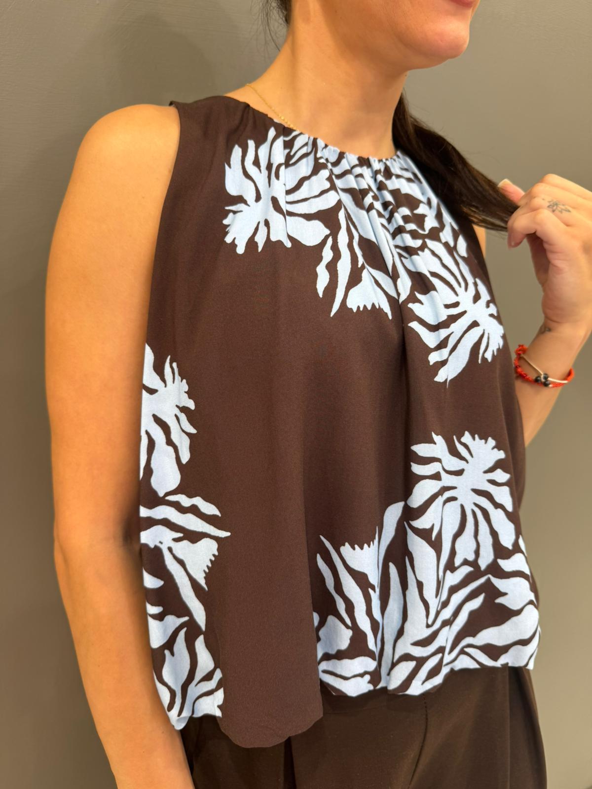 Top smanicato a fantasia floreale CC595-25 MO REALI 