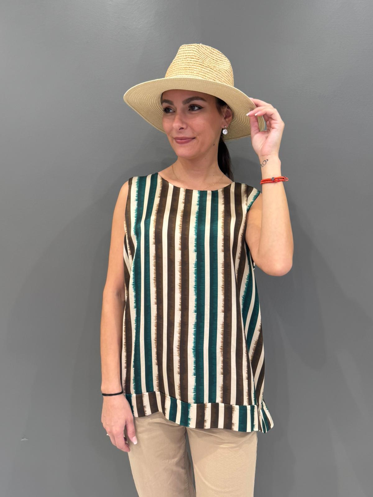 top rigato smanicato 19073 PE REBECCA 