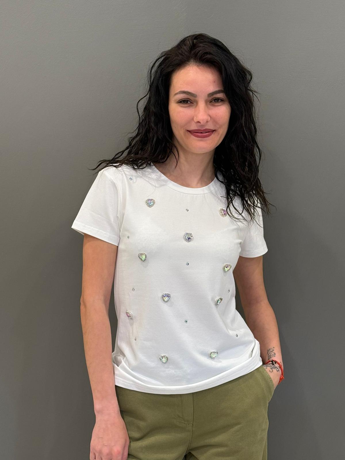 t-shirt applicaz.gioiello 30100 BI CRISTINA GAVIOLI 
