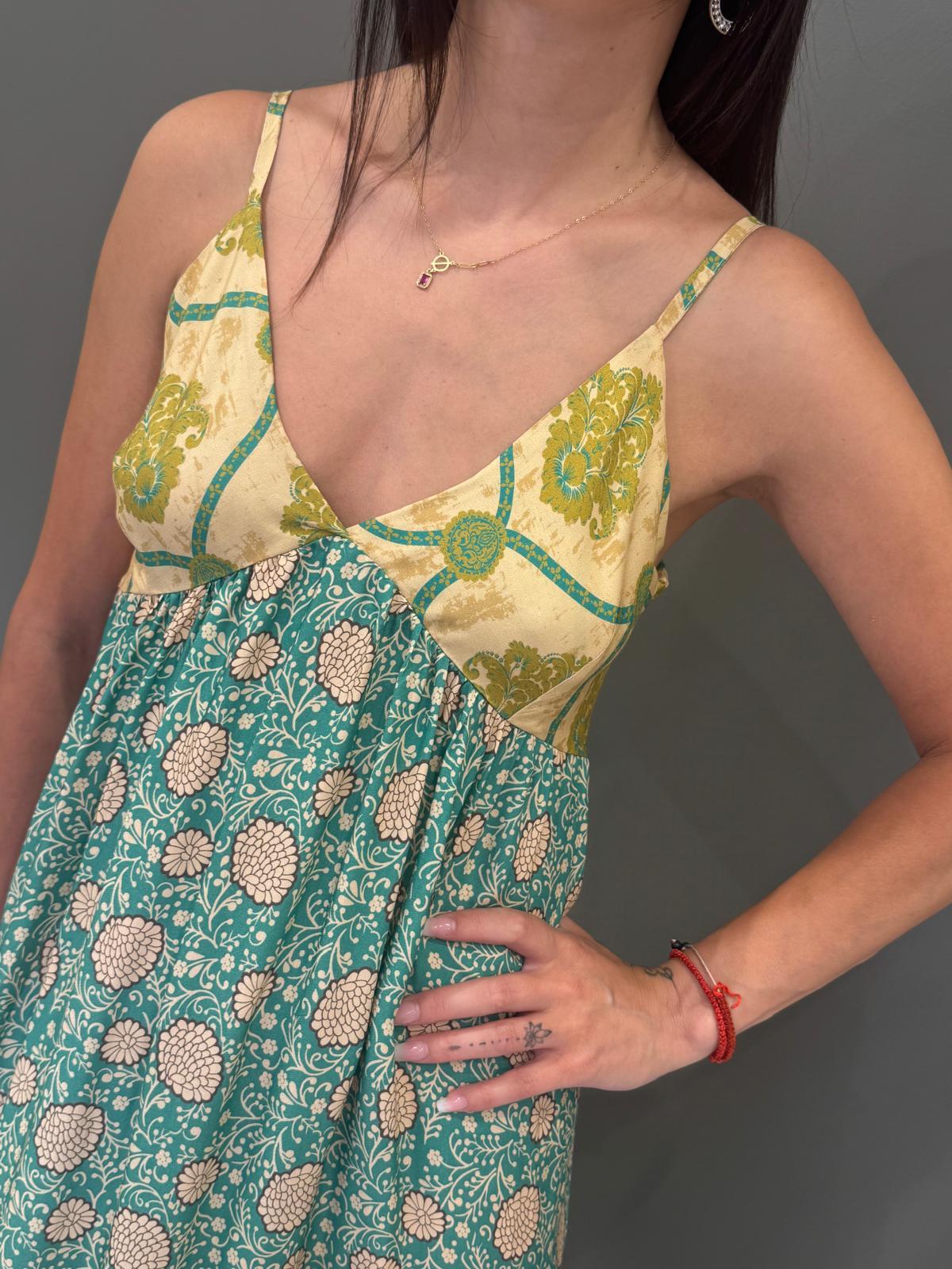 Abito lungo fantasia con spallina 25527 V1 WU'SIDE 