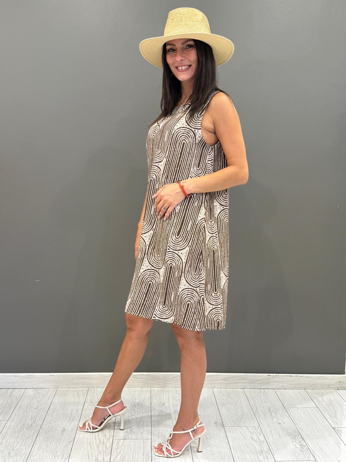 Abito smanicato fantasia geometrica 11783-89 CIBE REBECCA 