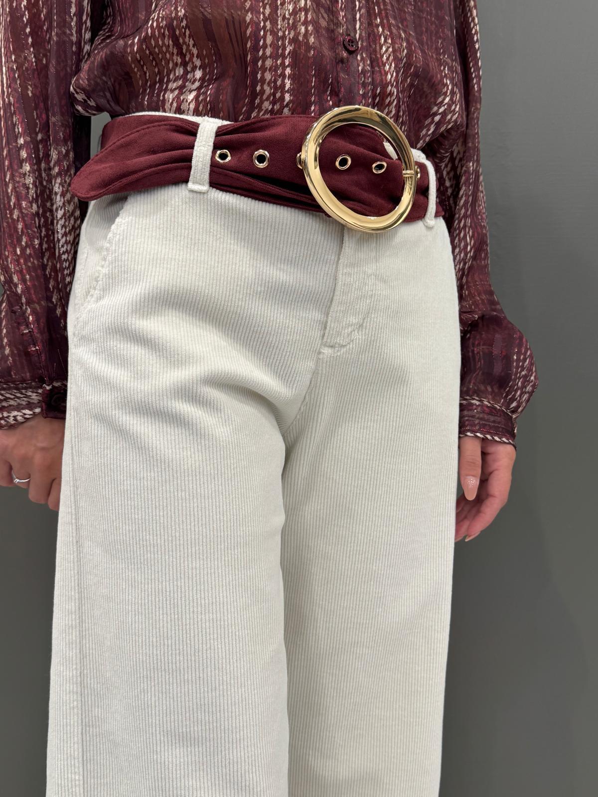 pantaloni ampio velluto stretch 20414 BU CRISTINA GAVIOLI 