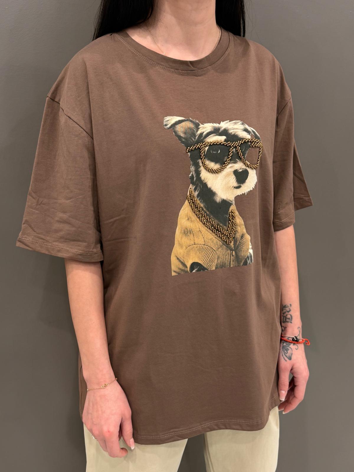 T-shirt stampa cane FX719 CO REALI 