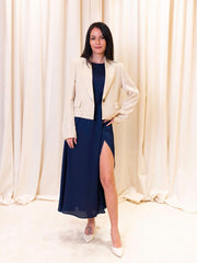 Blazer corto in lino e viscosa