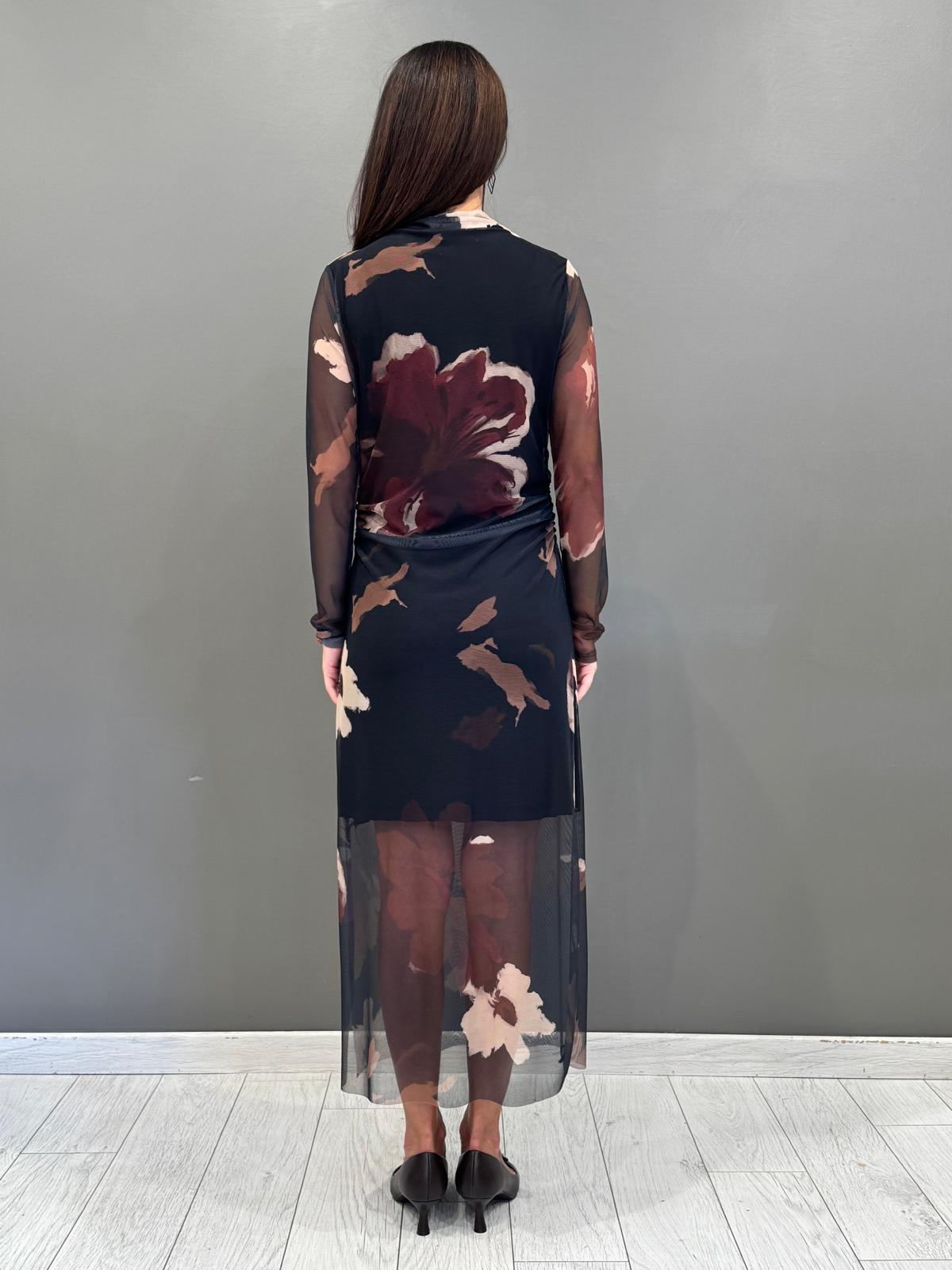 Abito lingo trasparente con fiori 19616FTULL NE CRISTINA GAVIOLI 