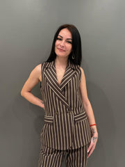 giacca smanicata riga lurex D6078 MO CRISTINA GAVIOLI 