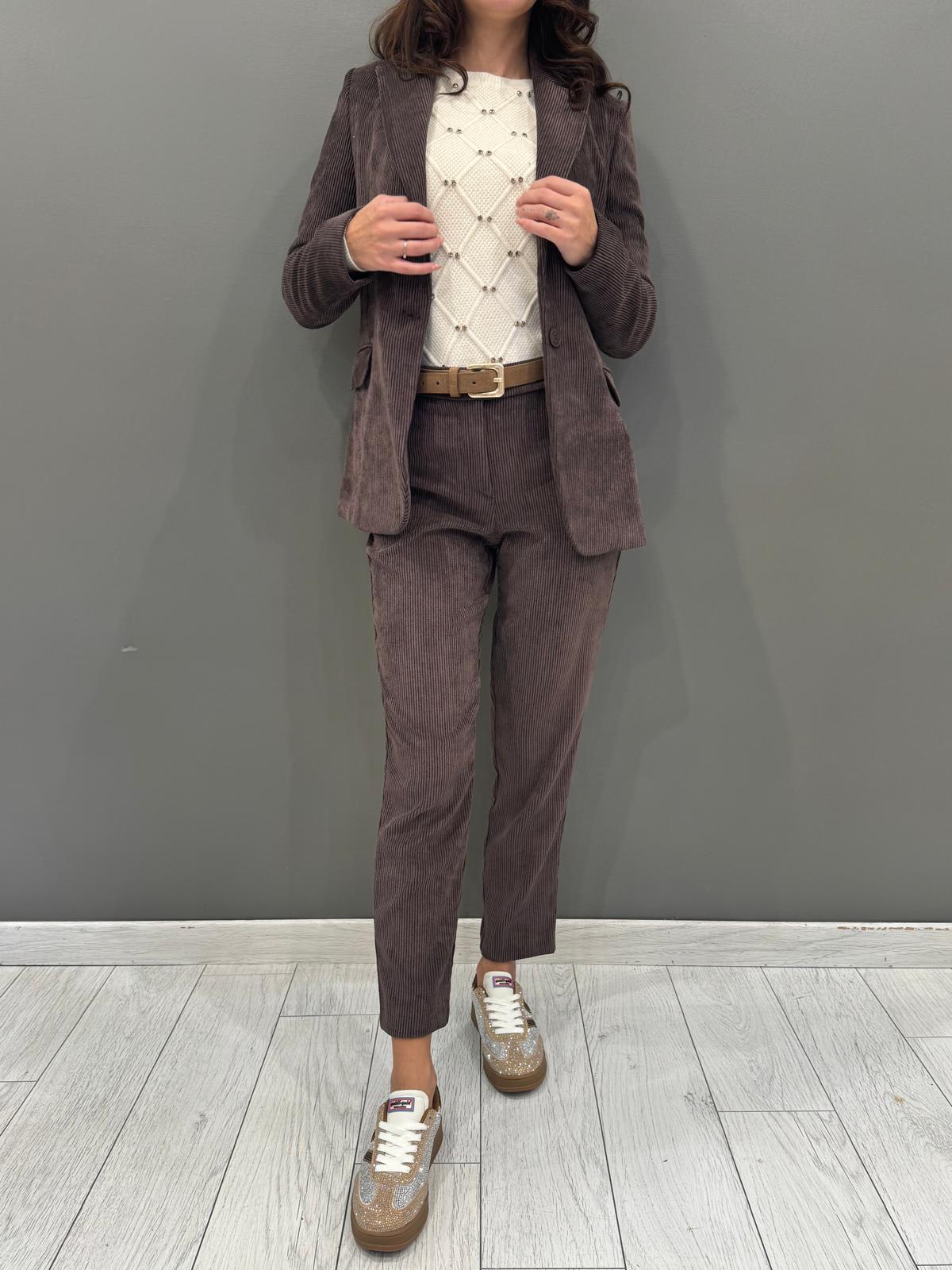 tailleur monopetto velluto a coste 20413 MO CRISTINA GAVIOLI 